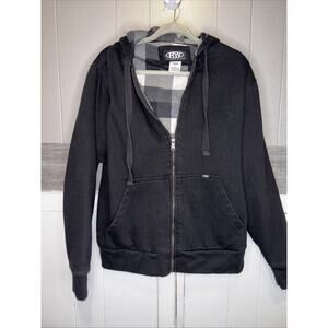 Rugged Wear Hoodie, Men's Size Medium, White Gray, Black, Plaid, Full Zip